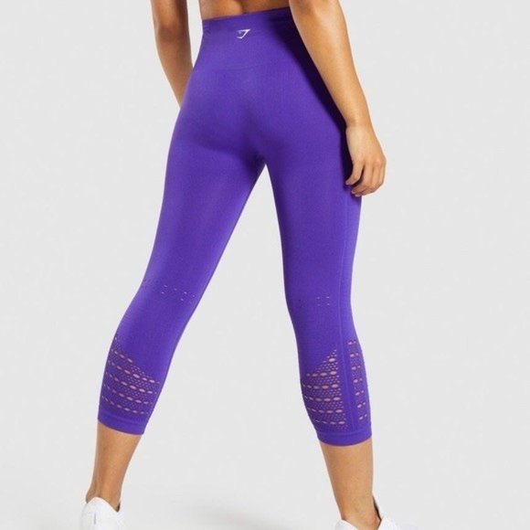 Gymshark Energy Seamless High Waist Purple Capri Leggings Tights Size Large? EUC - Picture 7 of 7